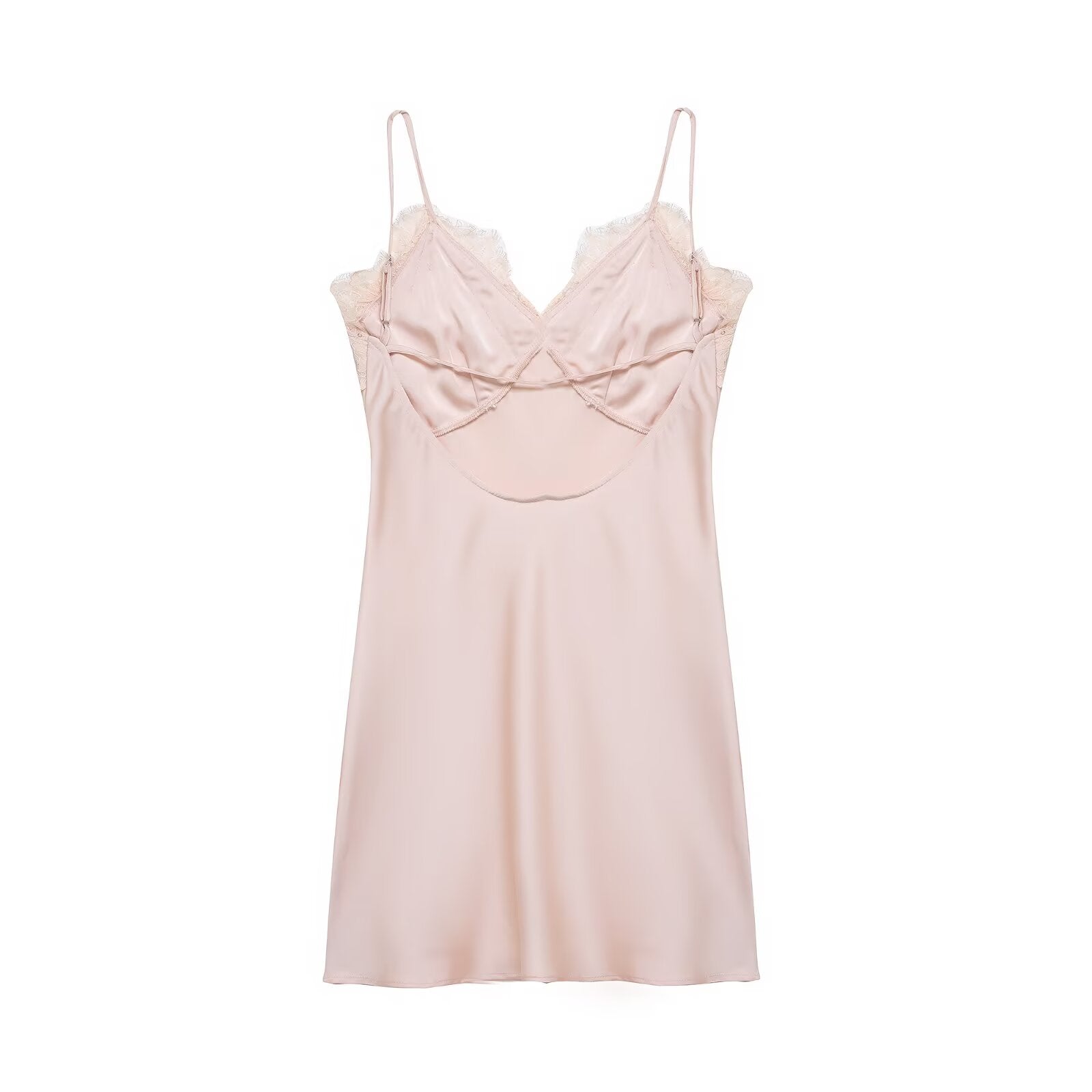 Early Spring Women Clothing Elegant Fashionable Slimming Silk Satin Lace Stitching Cami Dress Bella Mia