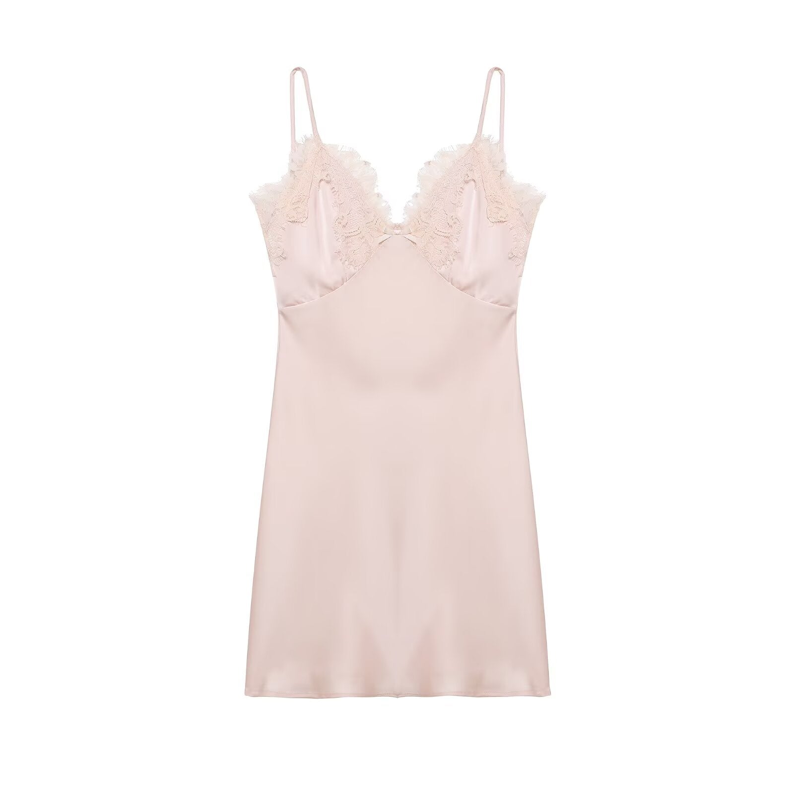 Early Spring Women Clothing Elegant Fashionable Slimming Silk Satin Lace Stitching Cami Dress Bella Mia