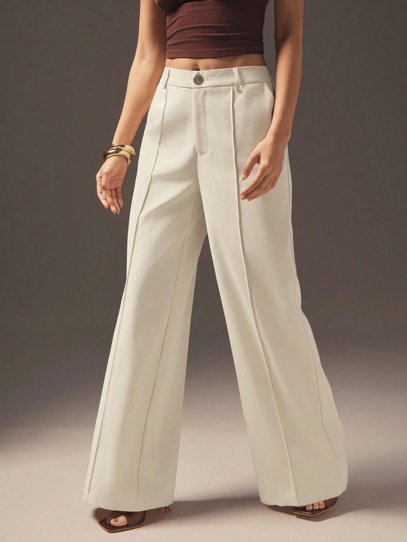 Apricot High Waist Slimming Small Women Pants Loose Idle Casual Draping High Grade Autumn Winter Narrow Wide Leg Pants Bella Mia