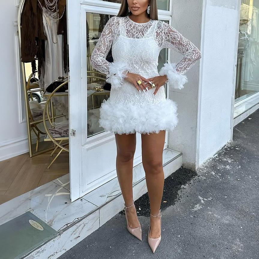 Women Spring Lace Round Neck Two Piece Set Dress Bella Mia