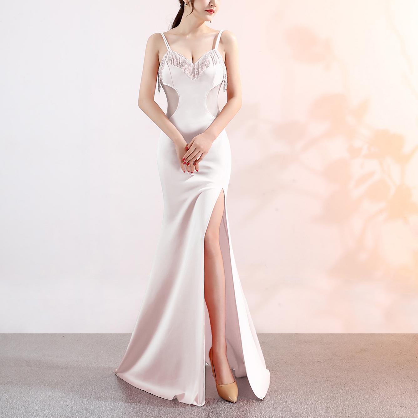 Sling Deep V Plunge Evening Party Dress Long Sexy Slim Fit Slit Nightclub Performance Socialite Evening Dress Bella Mia