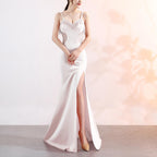 Sling Deep V Plunge Evening Party Dress Long Sexy Slim Fit Slit Nightclub Performance Socialite Evening Dress Bella Mia