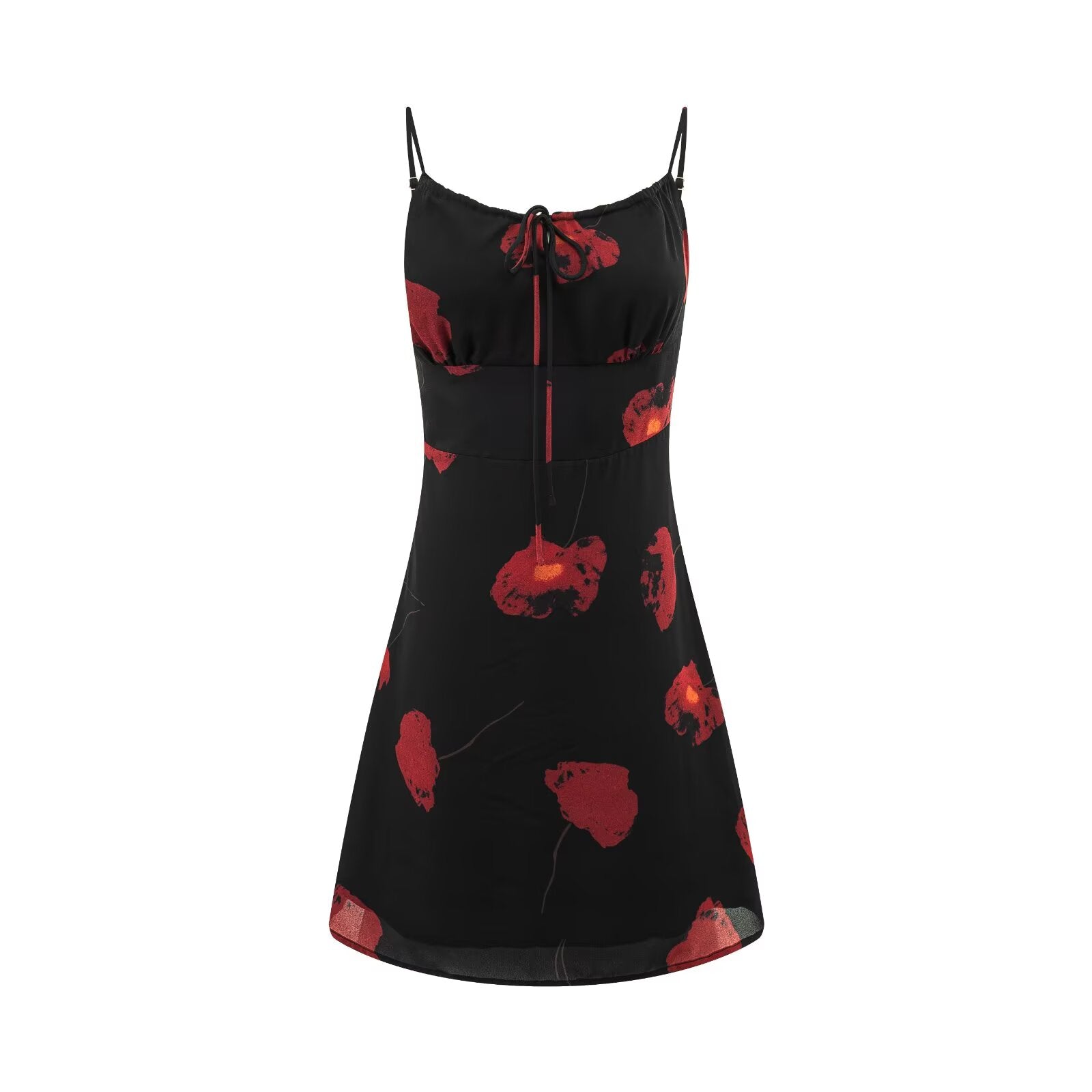 Summer Romantic Atmosphere Vacation Short Printed Waist Controlled Slimming Cami Dress