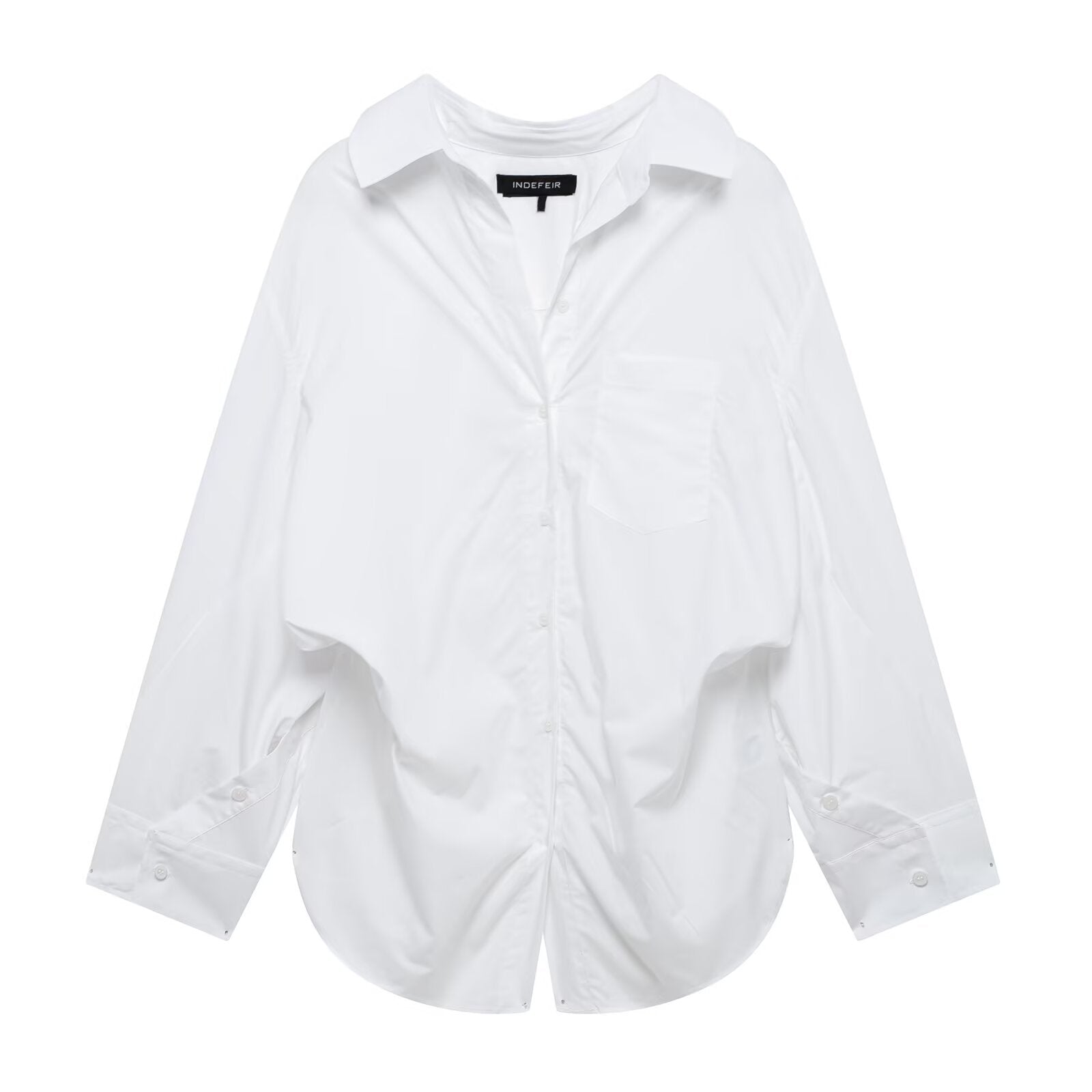 Women Clothing Patchwork Striped Poplin Loose Collared Long Sleeves Shirt Bella Mia