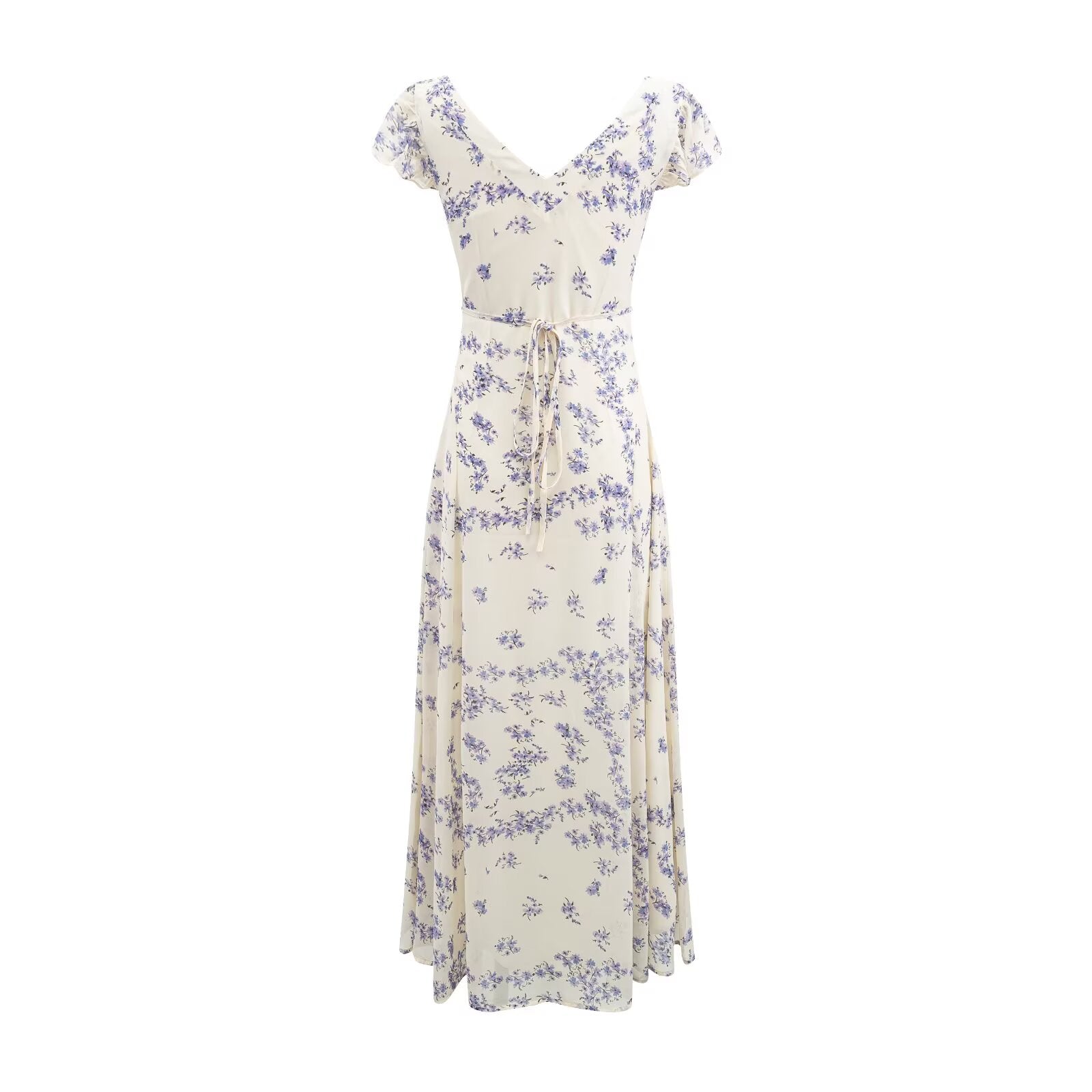 Summer Romantic Atmosphere Super Beautiful Purple Floral Elegant Slim Dress