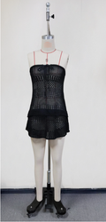 Solid Color Sexy Knitted Hollow Out Cutout Beach Cover up Bikini Swimsuit Beach Dress Women