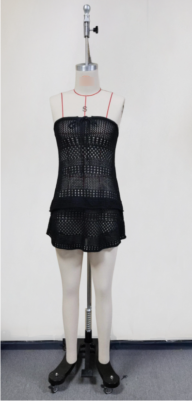 Solid Color Sexy Knitted Hollow Out Cutout Beach Cover up Bikini Swimsuit Beach Dress Women