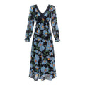 Summer Romantic Elegant Elegant Elegant Lace Stitching Printing V neck Long Sleeve Dress