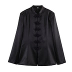 Spring Summer Chinese Coat Black Buckle Chinese Knot Waist Jacket Bella Mia