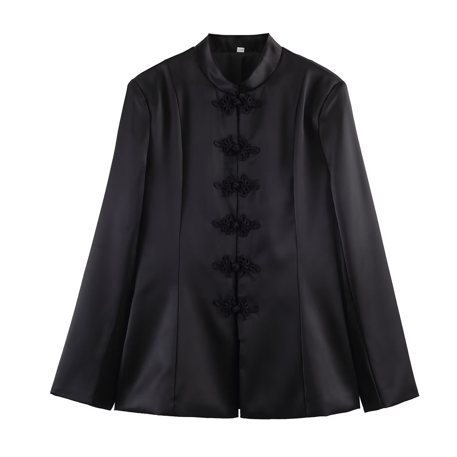 Spring Summer Chinese Coat Black Buckle Chinese Knot Waist Jacket Bella Mia