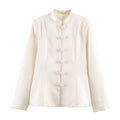Women Clothing Stand Collar Buckle Satin Jacket Waist Trimming Coat Bella Mia