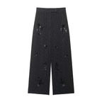 Spring Women Clothing Embroidered Sequ Striped Work Pant Two Piece Sets Bella Mia