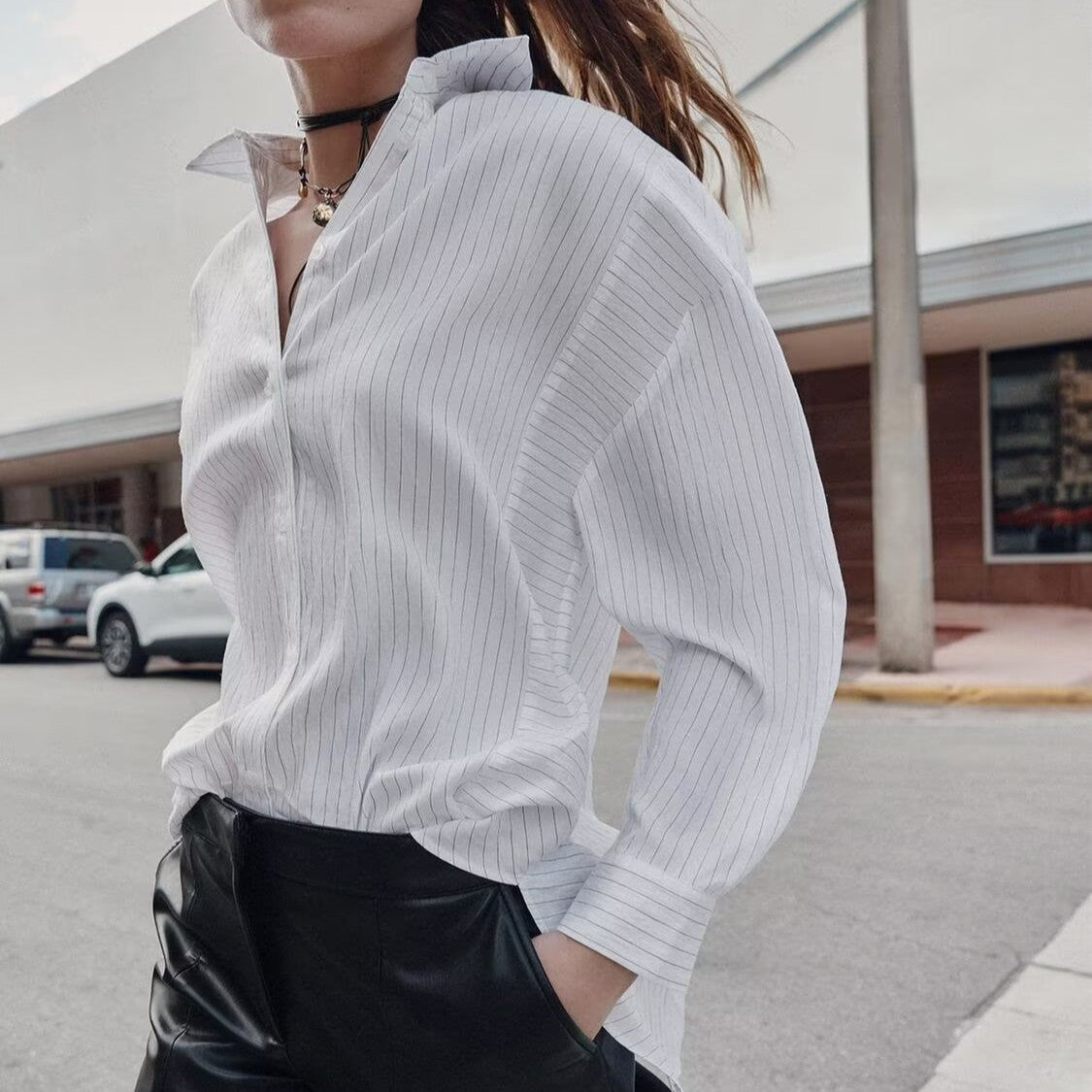 Women Clothing Top Product Stripes Loose Shirt Bella Mia
