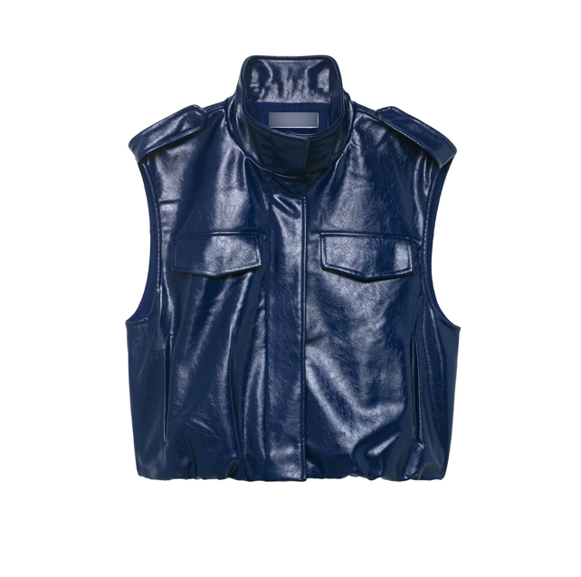 Women Clothing Casual Two Piece Sets Leather Vest Mini Skirt Bella Mia