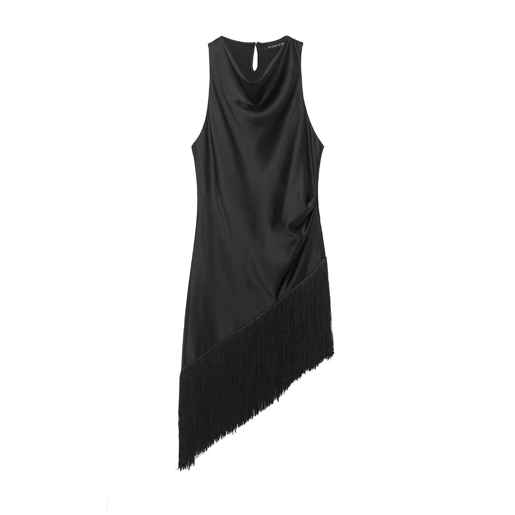 Women Clothing Summer All Matching Sleeveless Irregular Asymmetric Tassel Top Bella Mia