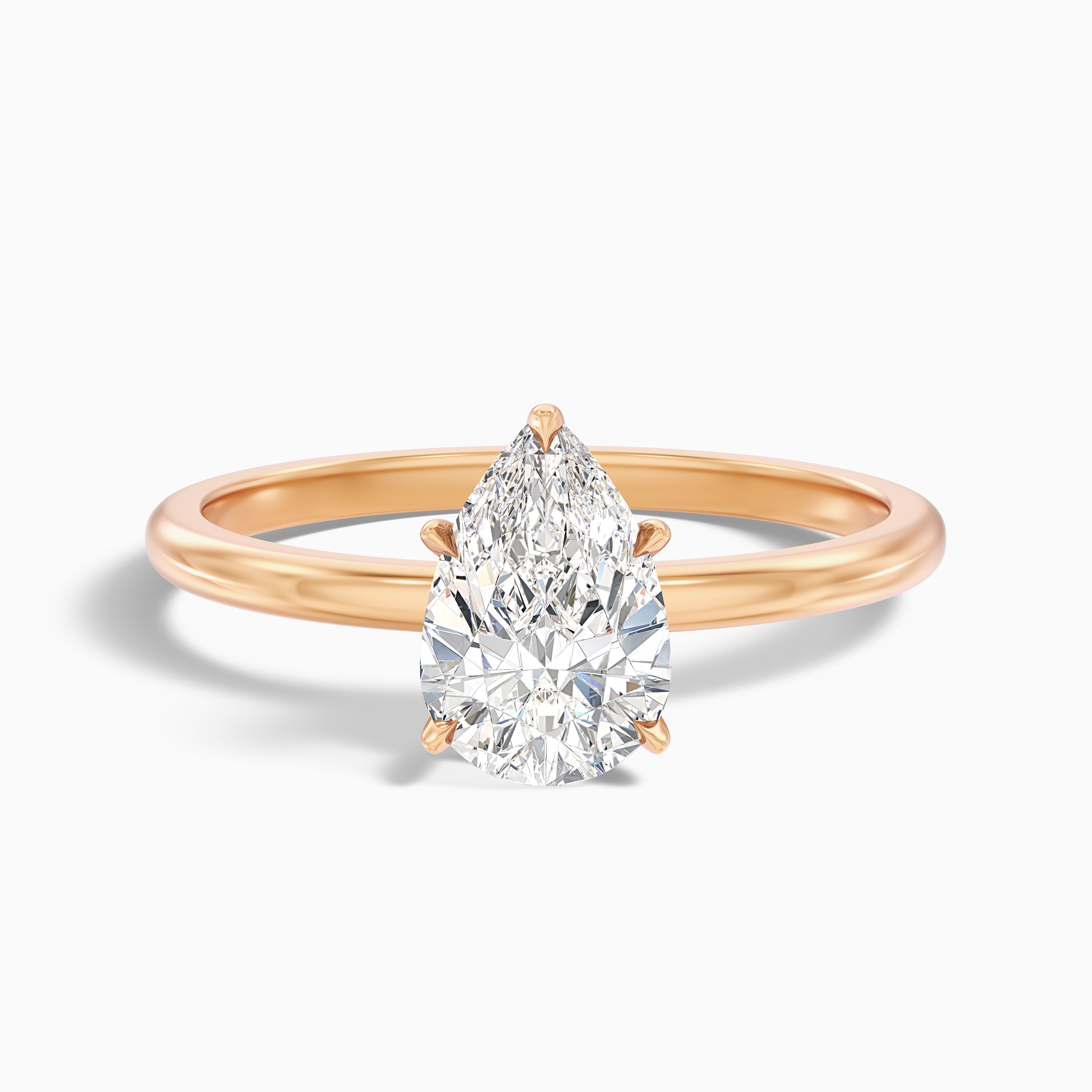 Avery 2 Carat Pear Cut Hidden Halo Lab Grown Diamond Ring in 18k Yellow Gold