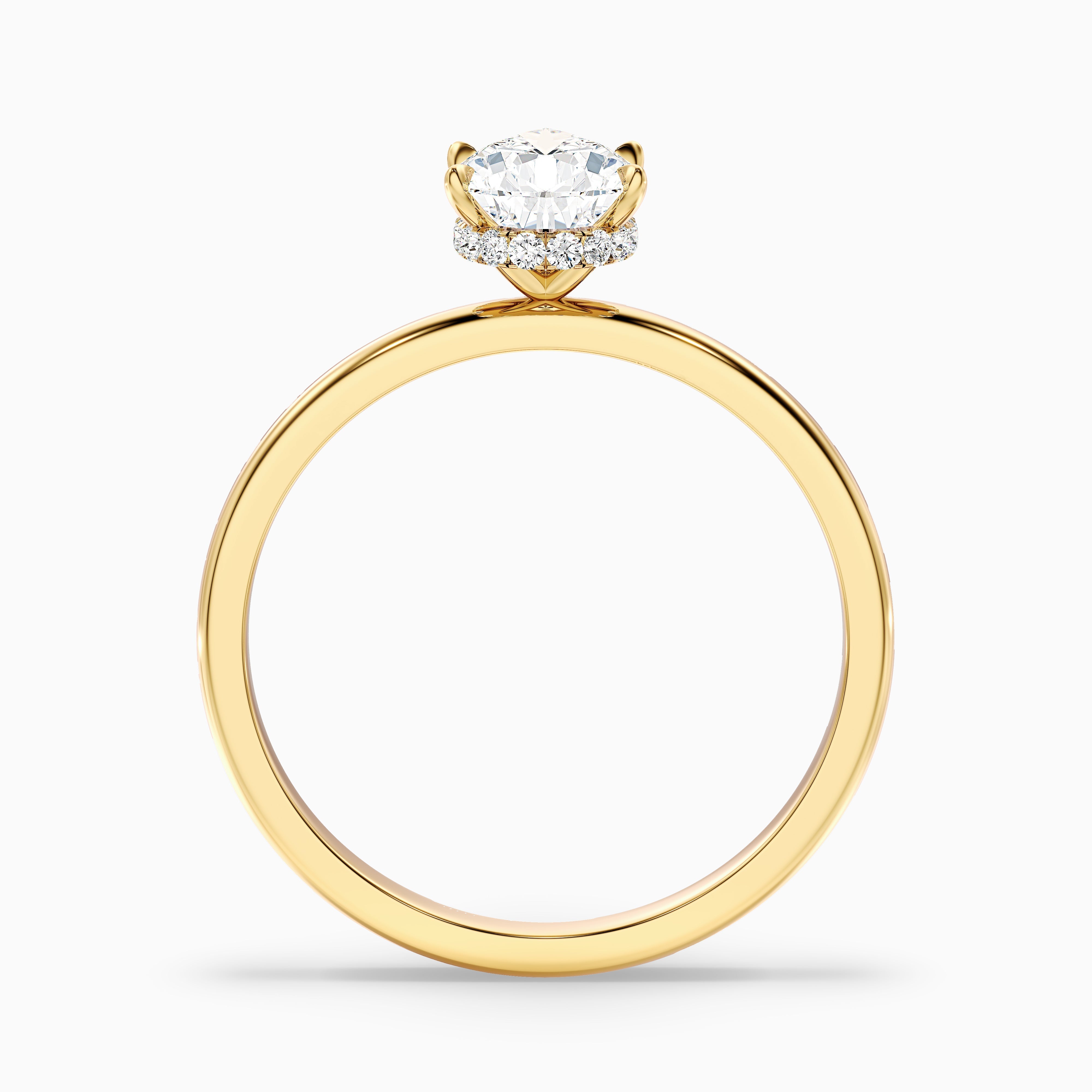 Avery 2 Carat Pear Cut Hidden Halo Lab Grown Diamond Ring in 18k Yellow Gold