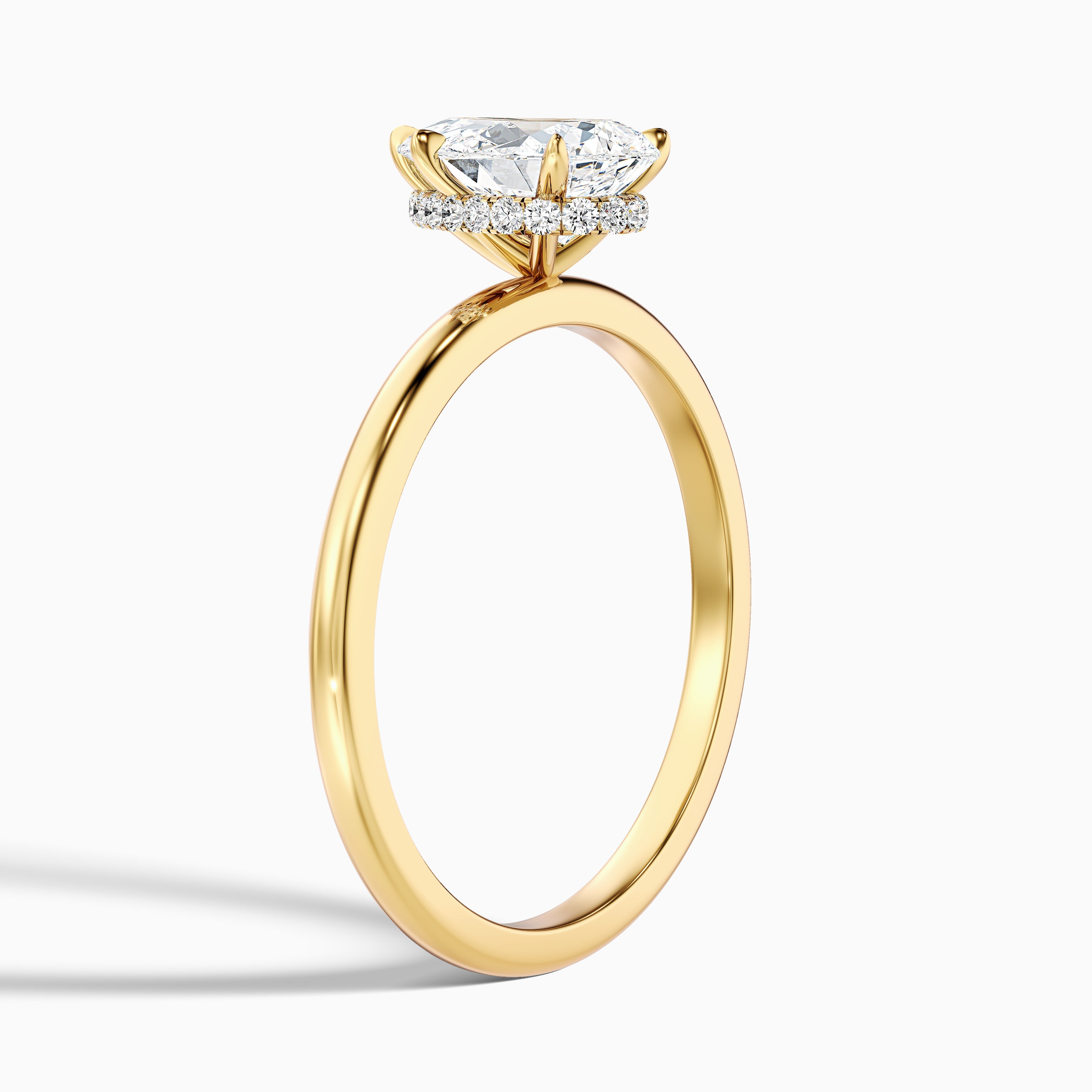 Avery 2 Carat Pear Cut Hidden Halo Lab Grown Diamond Ring in 18k Yellow Gold