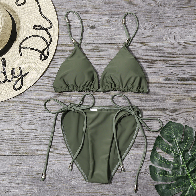 Split Swimsuit Women Solid Color Sexy Bandage Bikini Bikini Bella Mia