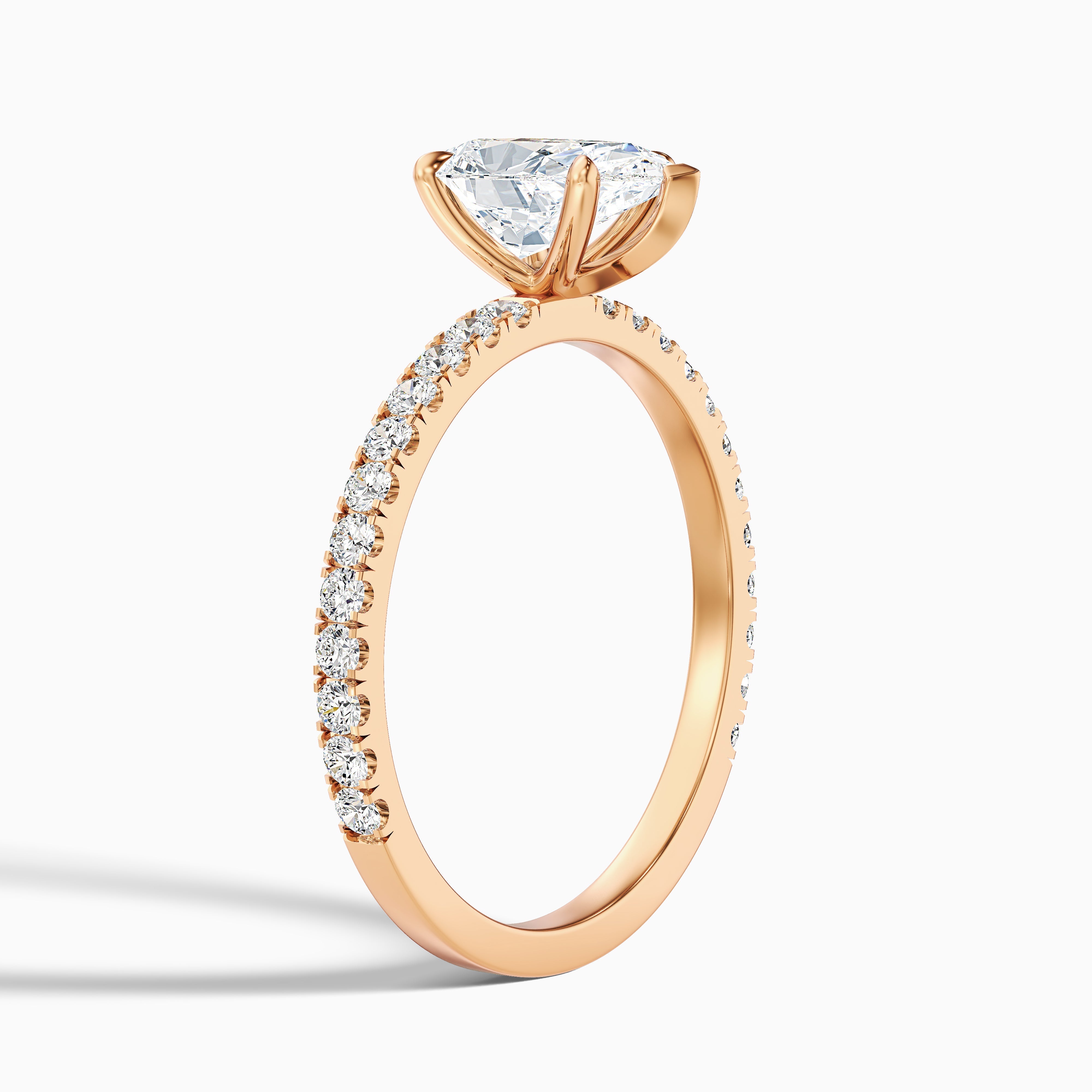Vera 3 Carat Pear Cut Side Stone Pave Lab Grown Diamond Ring in 14k White Gold
