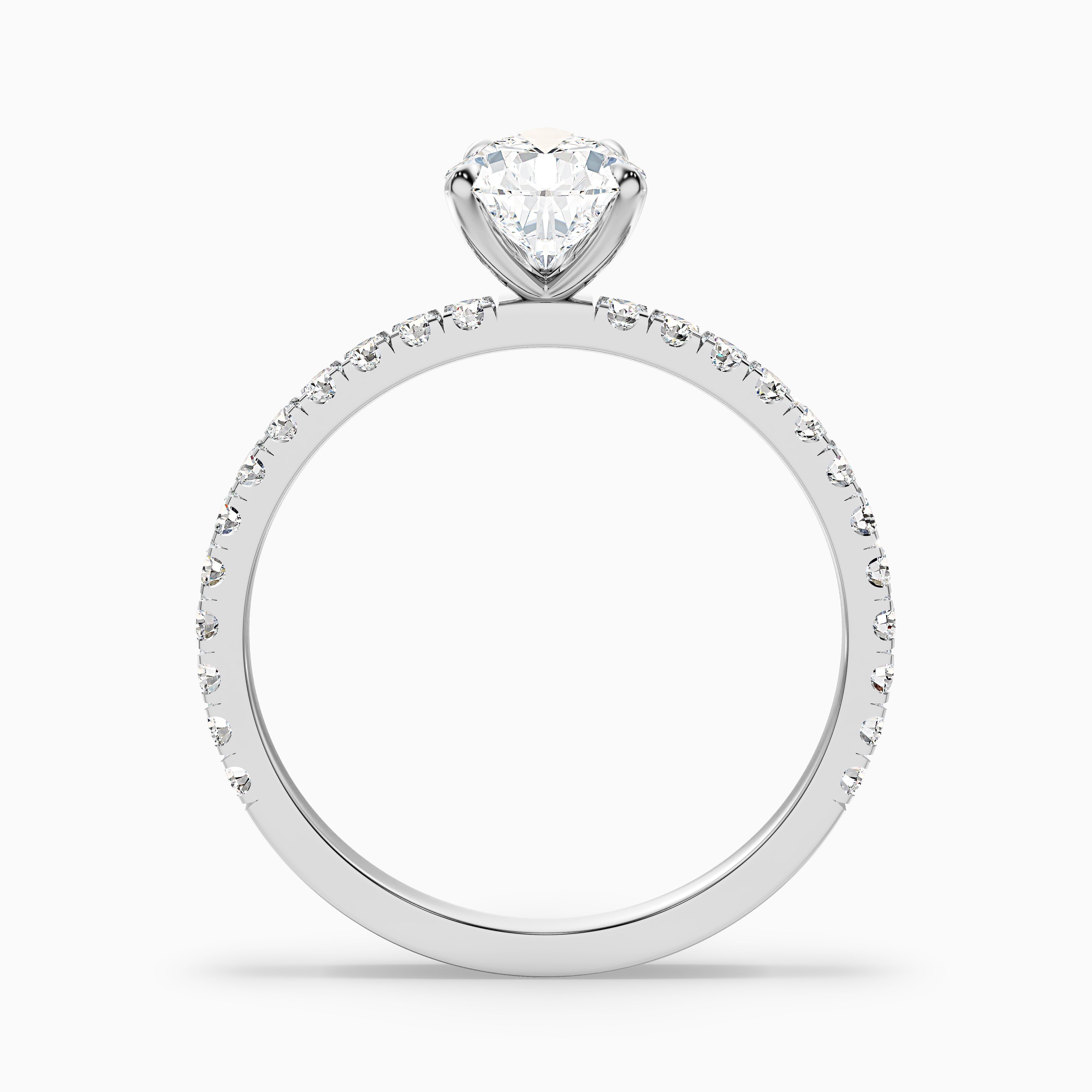 Vera 3 Carat Pear Cut Side Stone Pave Lab Grown Diamond Ring in 14k White Gold