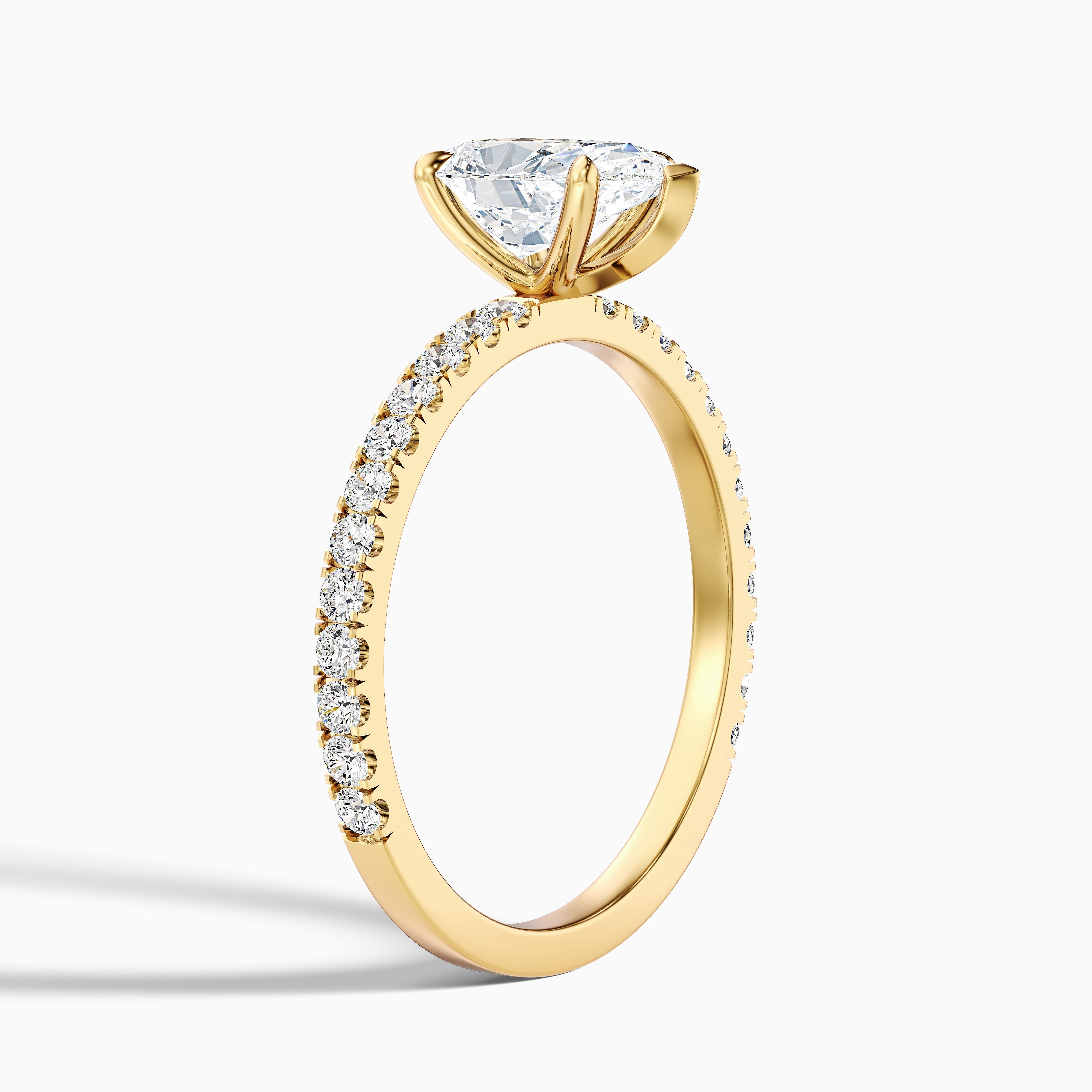 Vera 3 Carat Pear Cut Side Stone Pave Lab Grown Diamond Ring in 14k White Gold