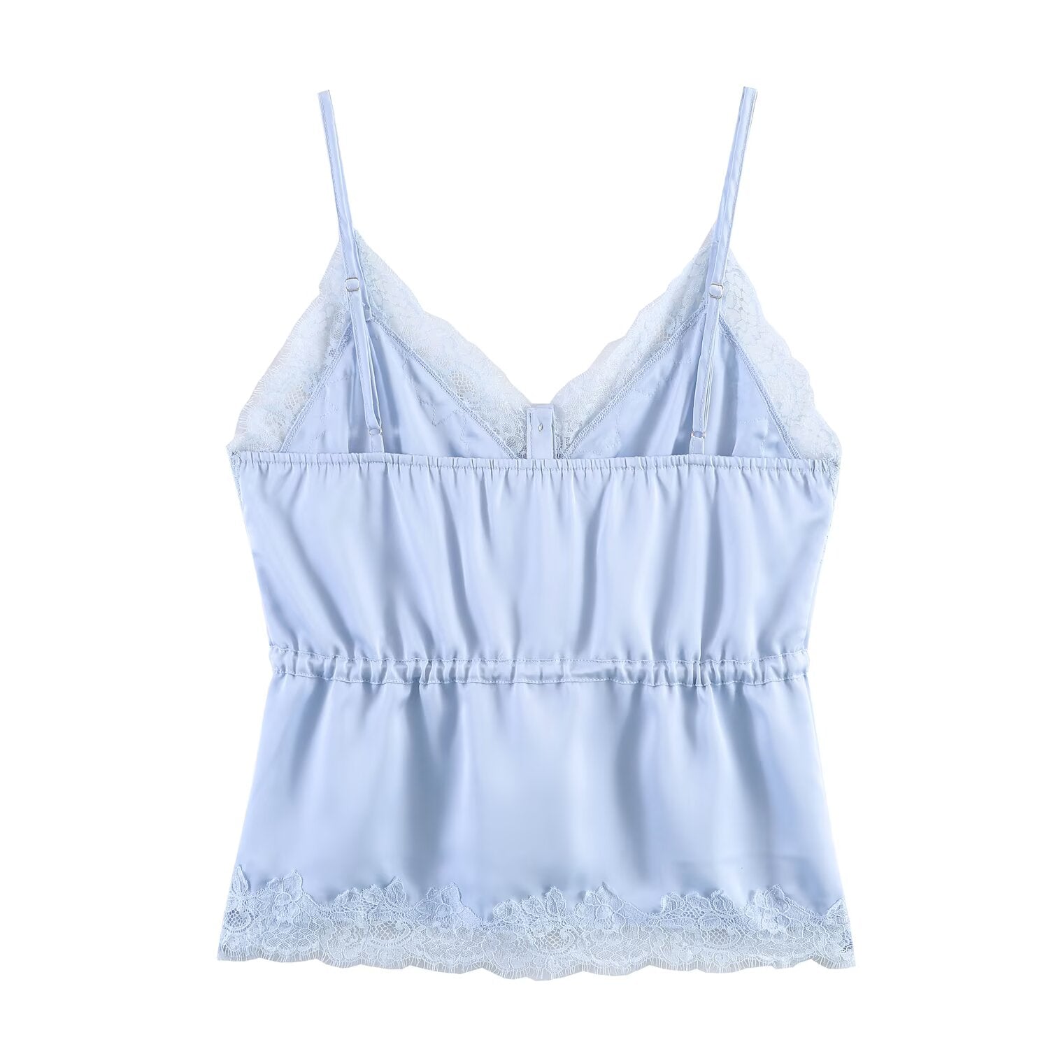 Women Clothing Lace Decorative Silk Satin Texture Top Camisole