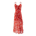 Summer Chiffon Printed Tea Dress V neck Elegant Waist Controlled Slimming Dress