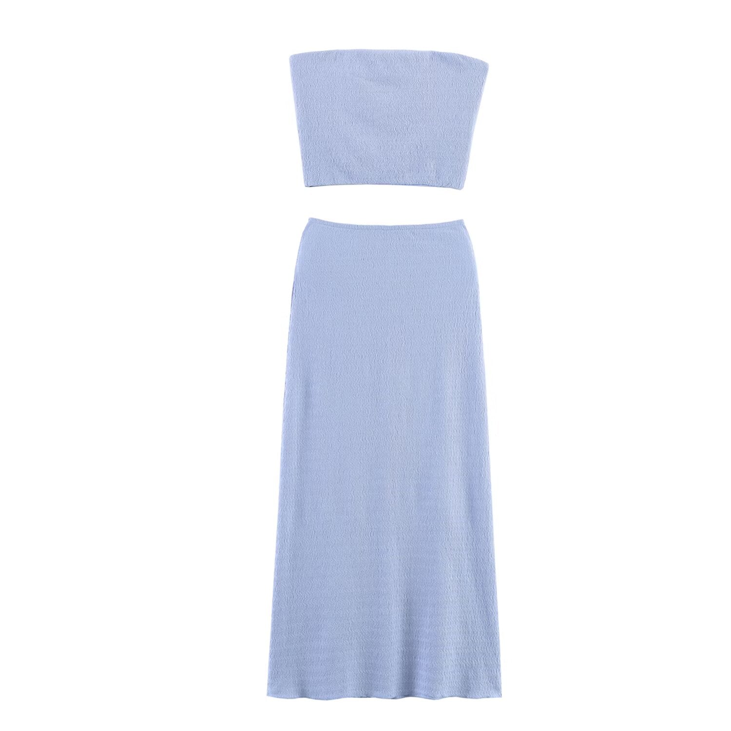Women Summer Texture Tank Top Midi Skirt Set Bella Mia