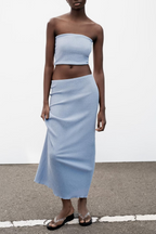 Women Summer Texture Tank Top Midi Skirt Set Bella Mia