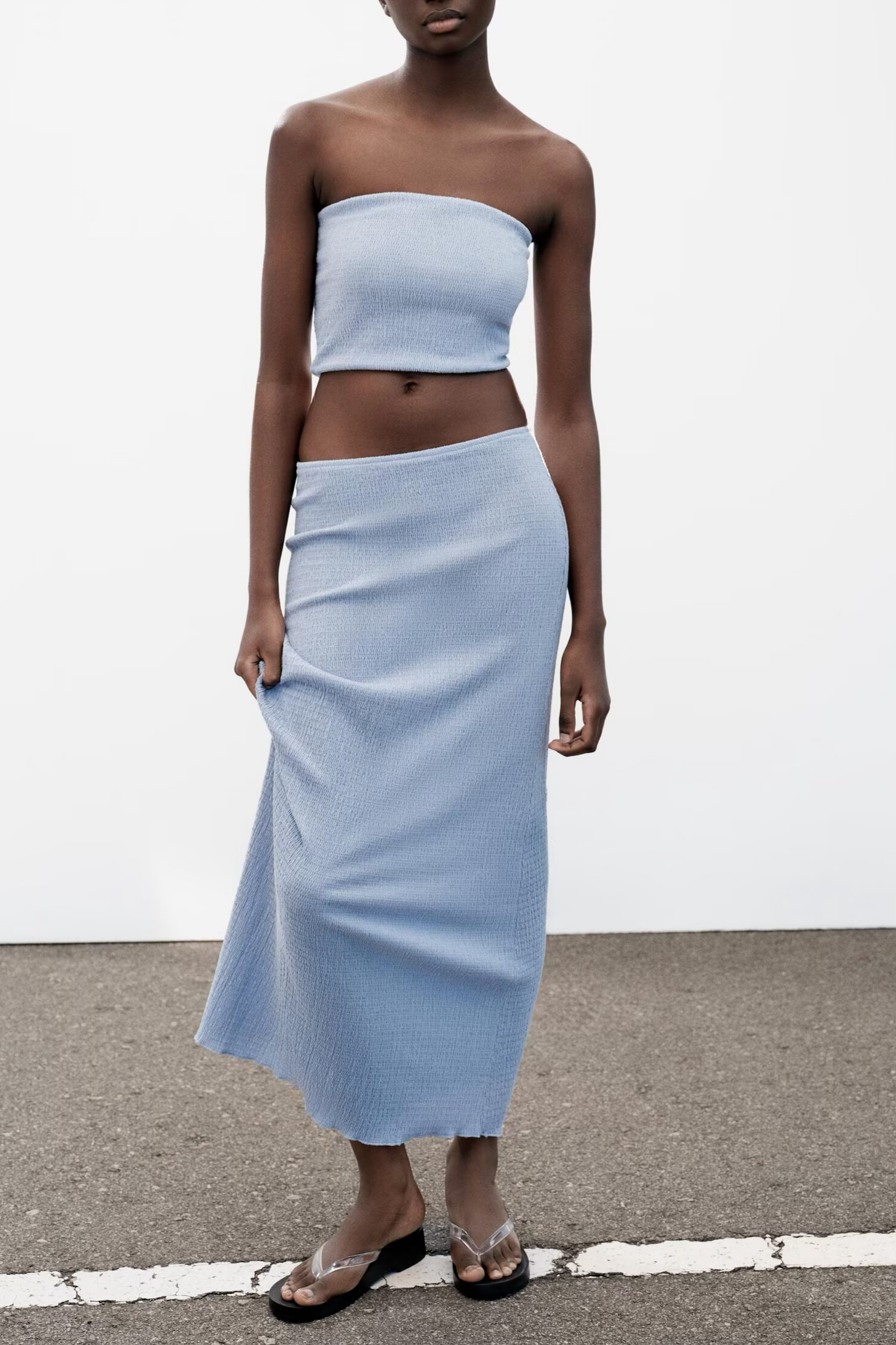 Women Summer Texture Tank Top Midi Skirt Set Bella Mia