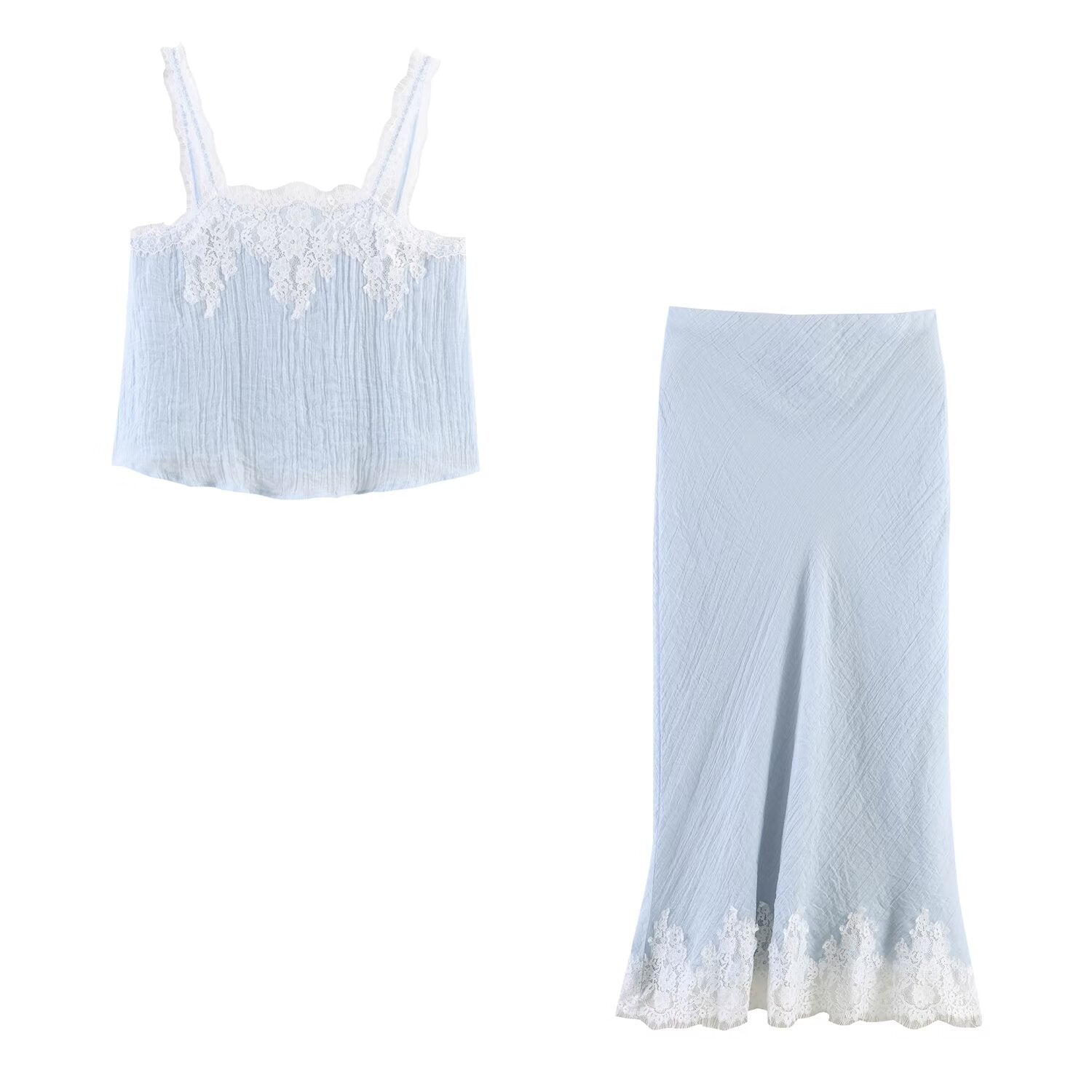 Women Clothing Western Lace Clothing Short Top Lace Midi Skirt Sets Bella Mia
