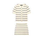 Women Striped Short Sleeved Knitted Jacket Mini Skirt Stes Bella Mia