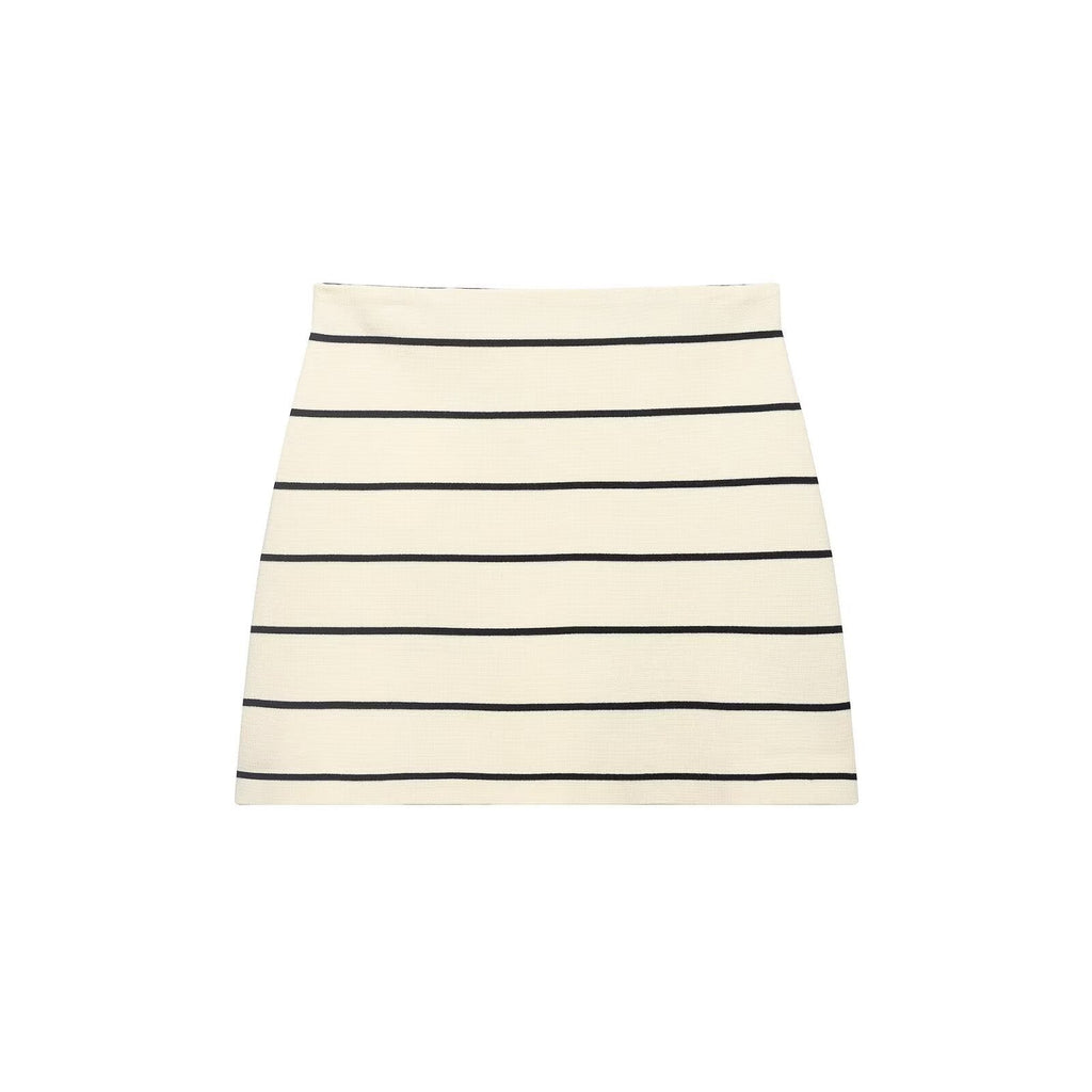 Women Striped Short Sleeved Knitted Jacket Mini Skirt Stes Bella Mia