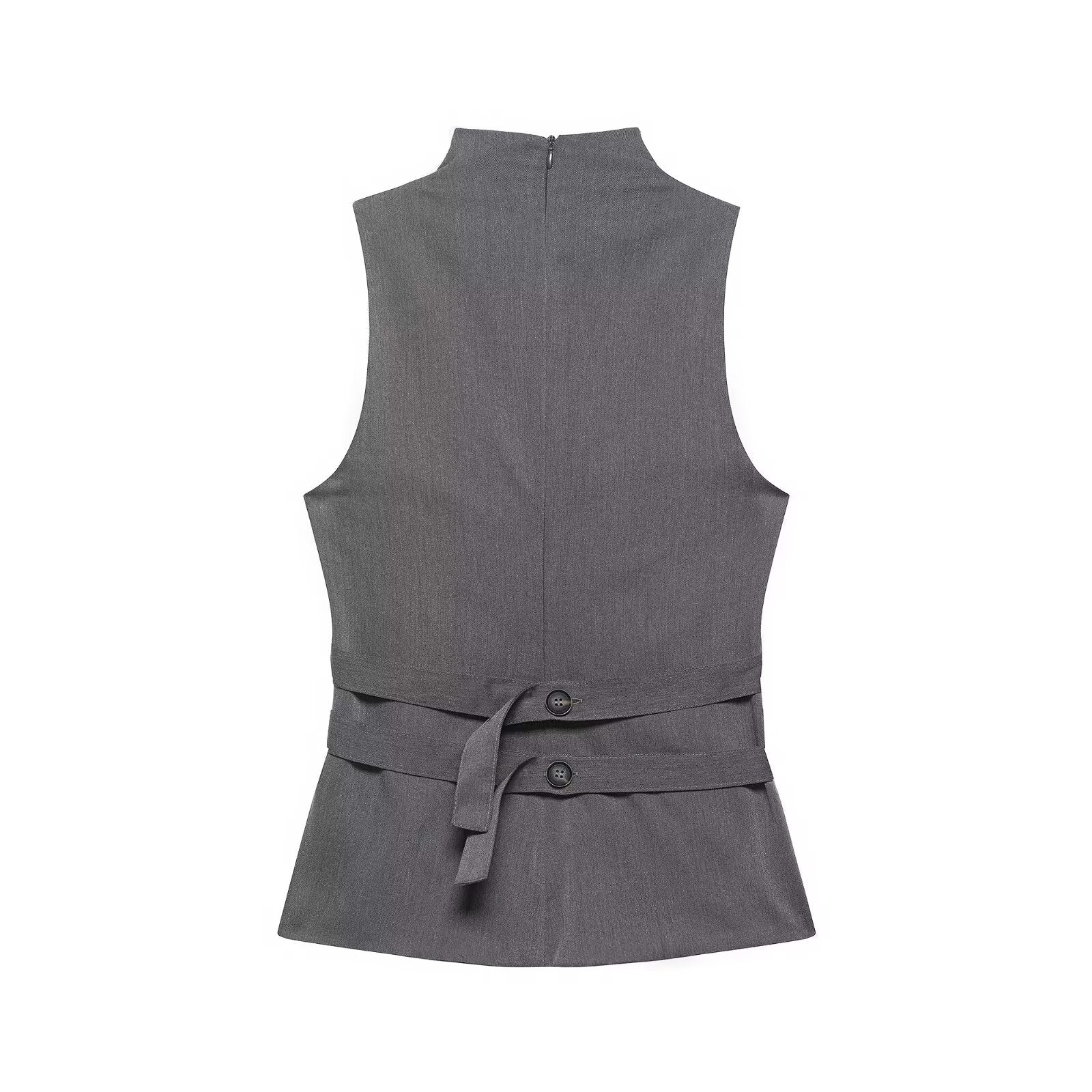 Women Clothing Summer Button Turtleneck Sleeveless Top Bella Mia