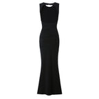 Women Clothing Summer Irregular Asymmetric Slim Fit Ruched round Neck Sleeveless Dress Bella Mia