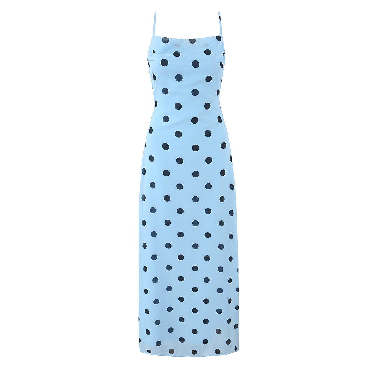 Gentle Elegant Pink Polka Dot Brace Dress Women Vintage Backless Lace up Design Tight Waist Maxi Dress Bella Mia