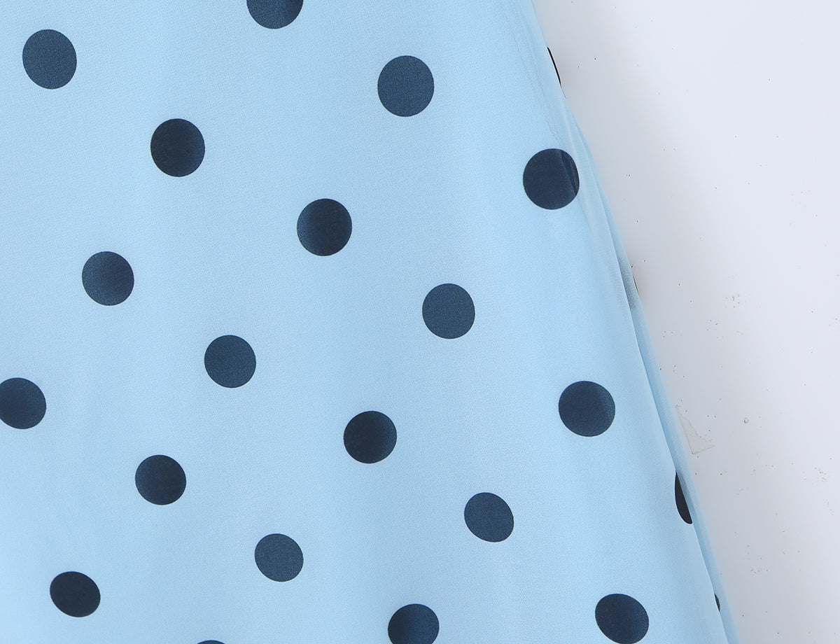 Gentle Elegant Pink Polka Dot Brace Dress Women Vintage Backless Lace up Design Tight Waist Maxi Dress Bella Mia
