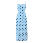 Gentle Elegant Pink Polka Dot Brace Dress Women Vintage Backless Lace up Design Tight Waist Maxi Dress Bella Mia