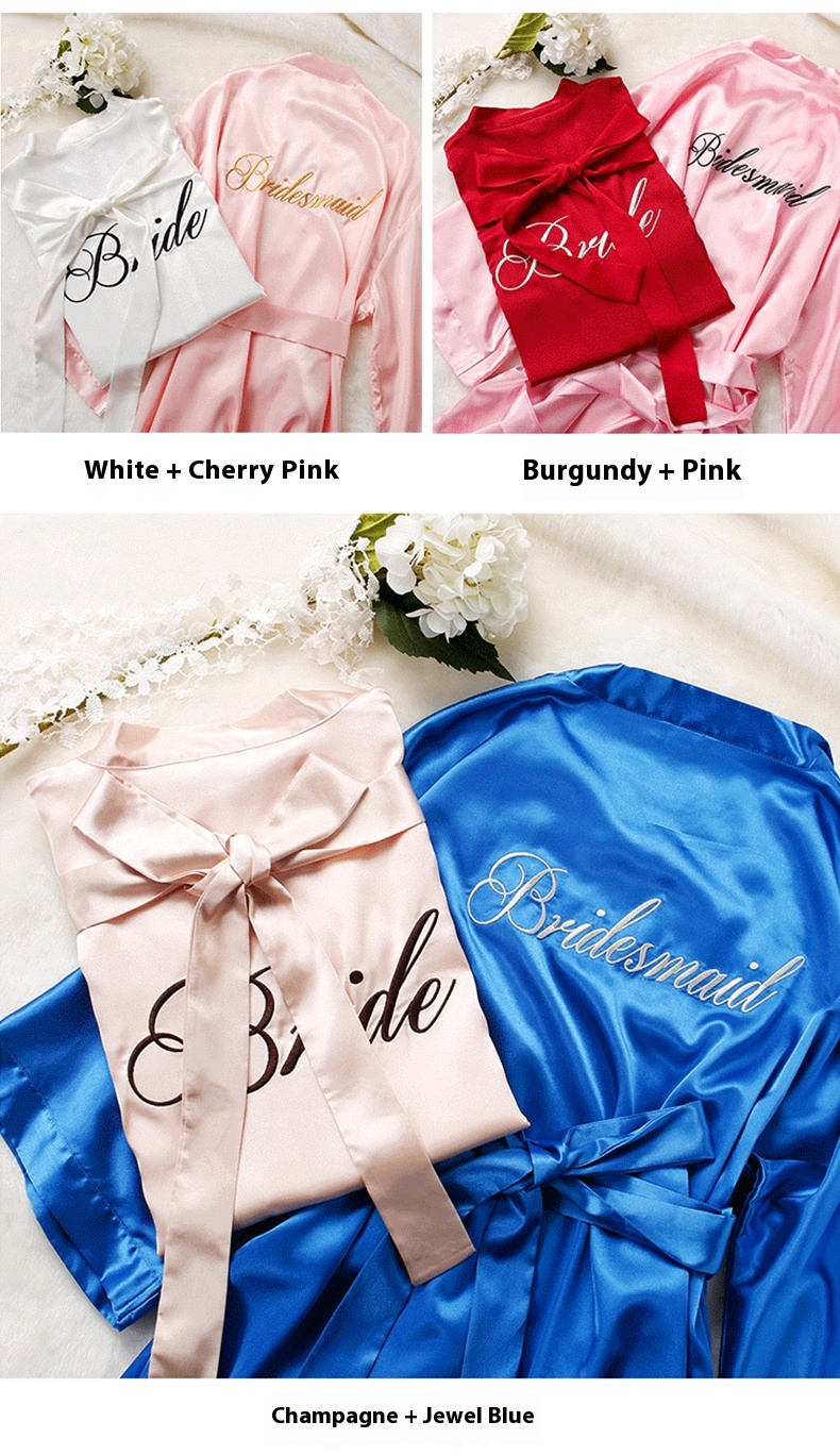 Custom Satin Bridesmaid Robes – Personalized with Name, Title, or Date | Wedding Party Gifts SelenaHuanStudio