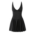Sexy Deep V Plunge neck with Shoulder Straps Summer Slim Fit Tight Waist Back Strap Sexy Dress