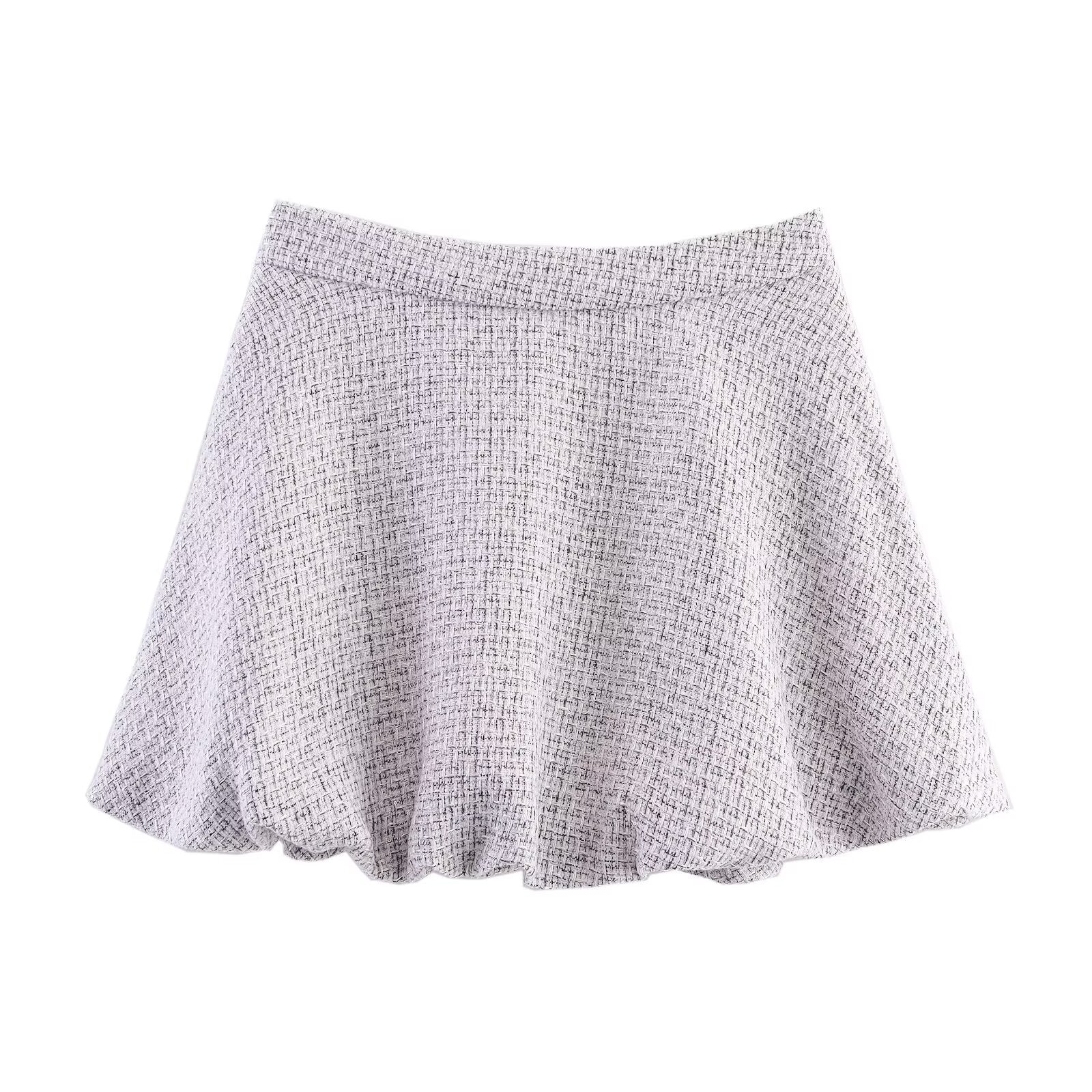 Women Clothing Tweed Sleeveless Vest Half Length Skirt Outfit