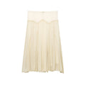 Women Clothing Summer Gentle Lace Stitching Midi Skirt