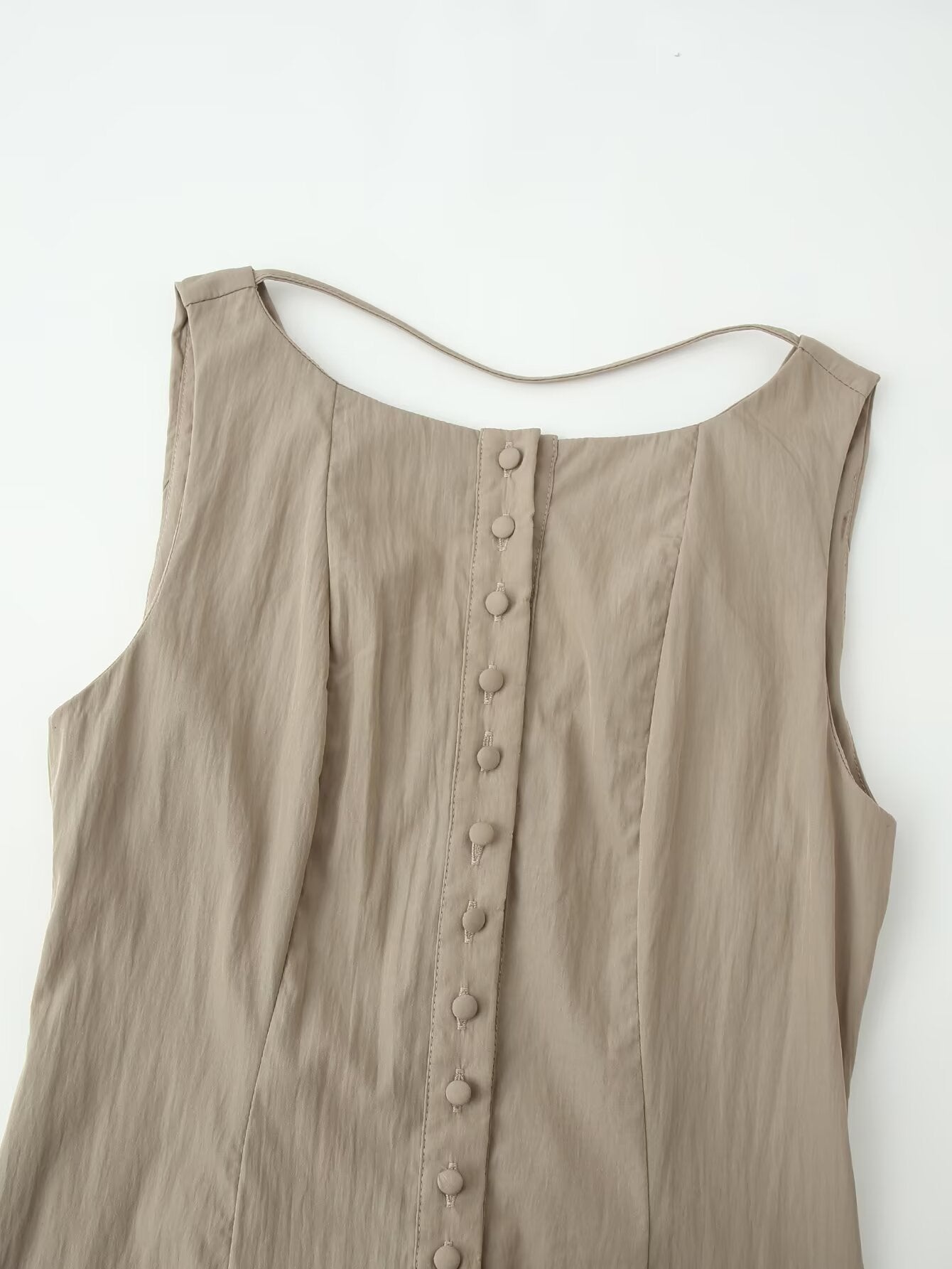 Women Summer Cinched Breasted Design Big Swing Mid Length Dress