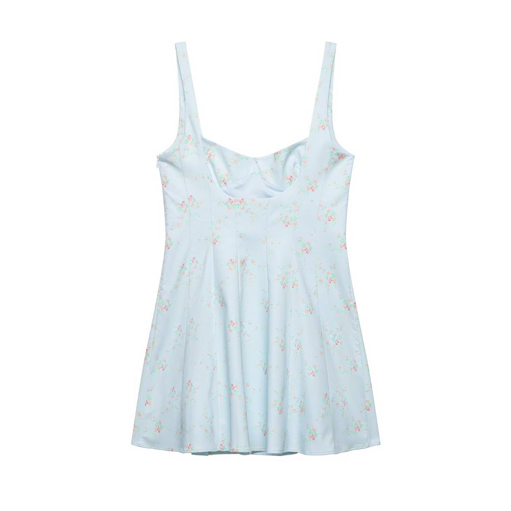 Women Clothing Summer Elegant V neck Floral Printing Slip Dress Women