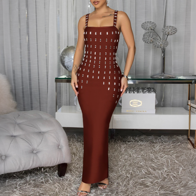 Sexy Strap Summer Rhinestone Dress Slim Fit Dress
