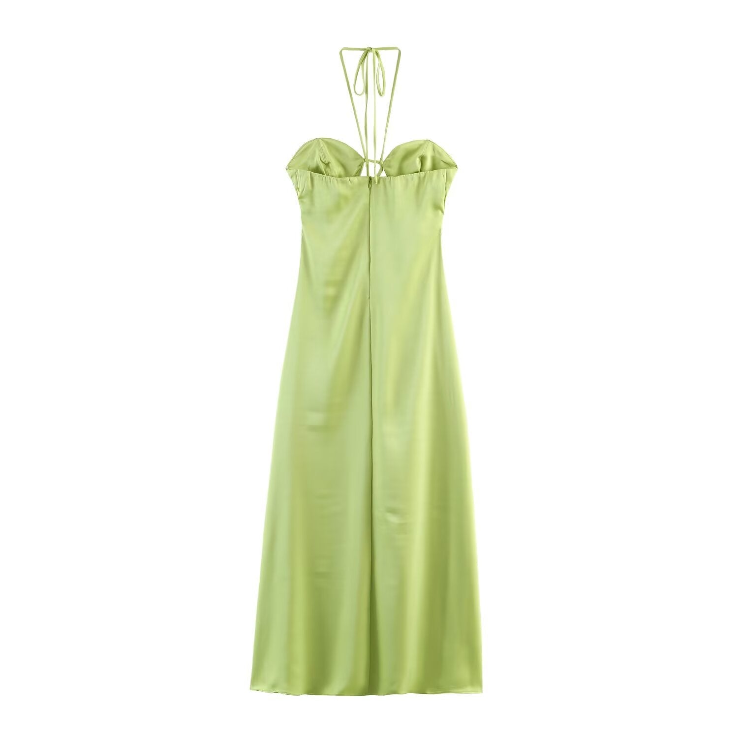 Women Clothing Fashionable Elegant Slim Silk Satin Texture Midi Dress