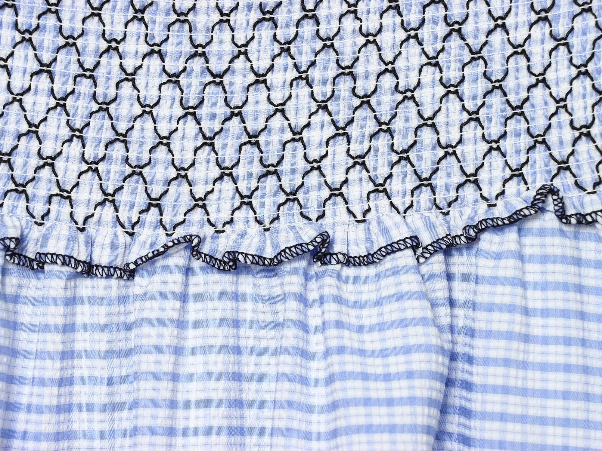 Women Clothing Summer Fashionable Lace Embroidered Plaid Midi Skirt