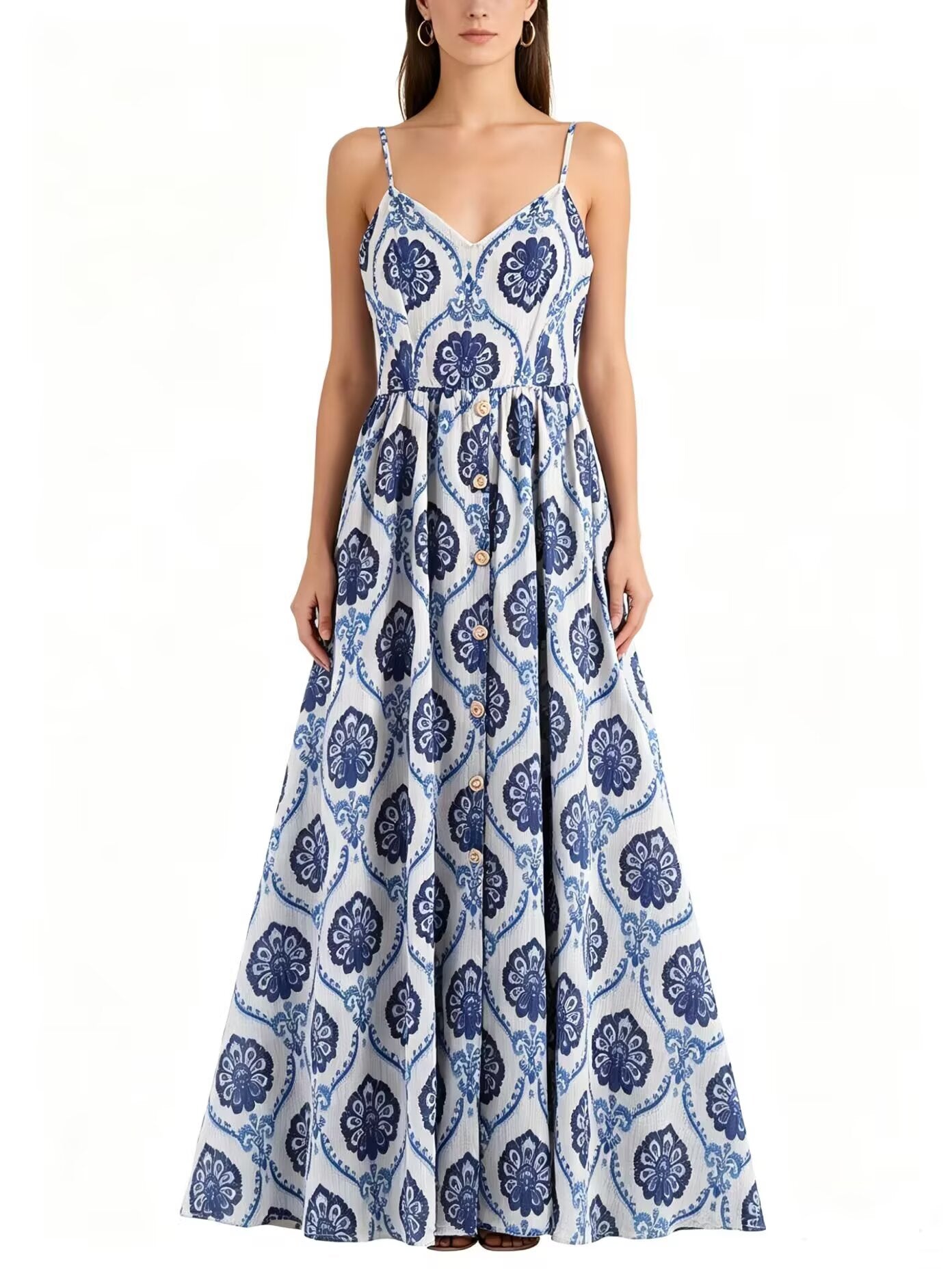 Women Clothing Summer French Vacation Loose Strap Dress