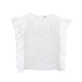 Women Clothing Summer French Ruffled Embroidered Sleeveless Top